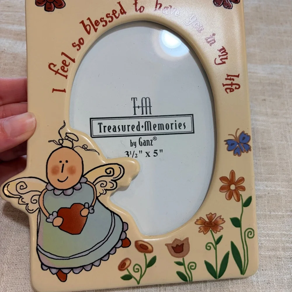 Ganz Treasured Memories Angel Ceramic Photo Frame 3.5x5 I Feel So Blessed EG7817